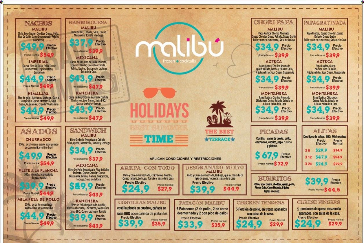 MENU MALIBU 2025